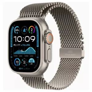 Apple Watch Ultra 2 GPS 49mm, Natural Titanium, Ремешок Titanium Milanese Loop Natural, размер M