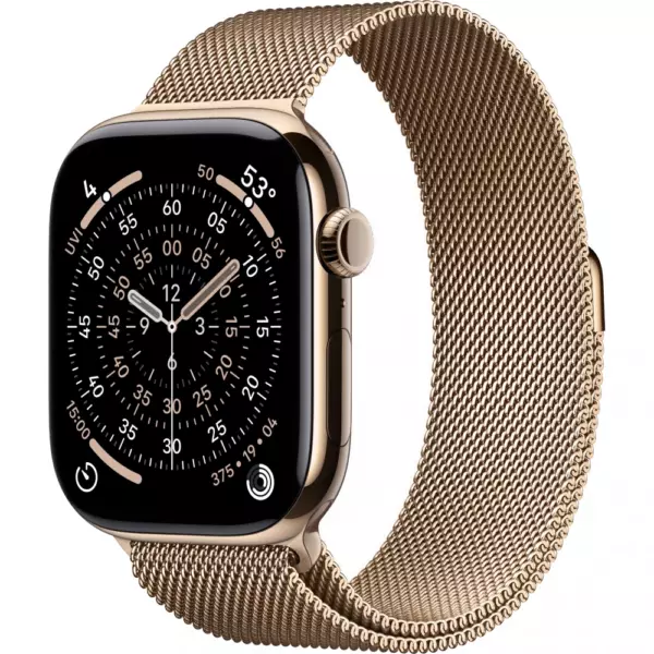 Apple Watch 11 46mm, Gold Titanium, Milanese Loop, M/L