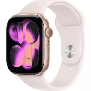 Apple Watch 11 46mm, Rose Gold Aluminum, Light Blush Sport Band, M/L